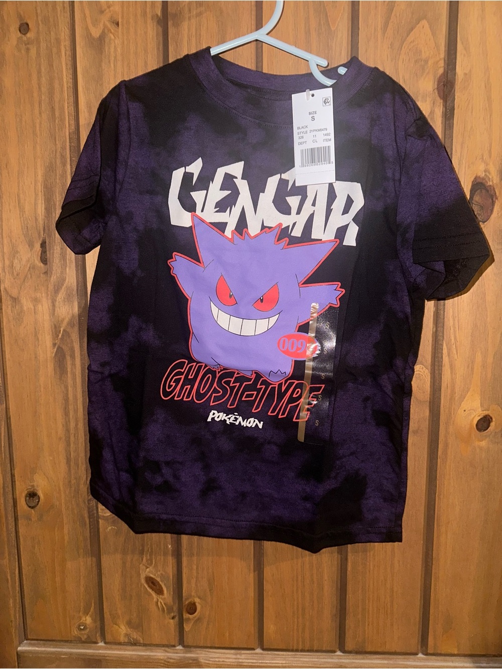 Nintendo Pokémon brand Gengar tie-dye black and purple graphic t-shirt